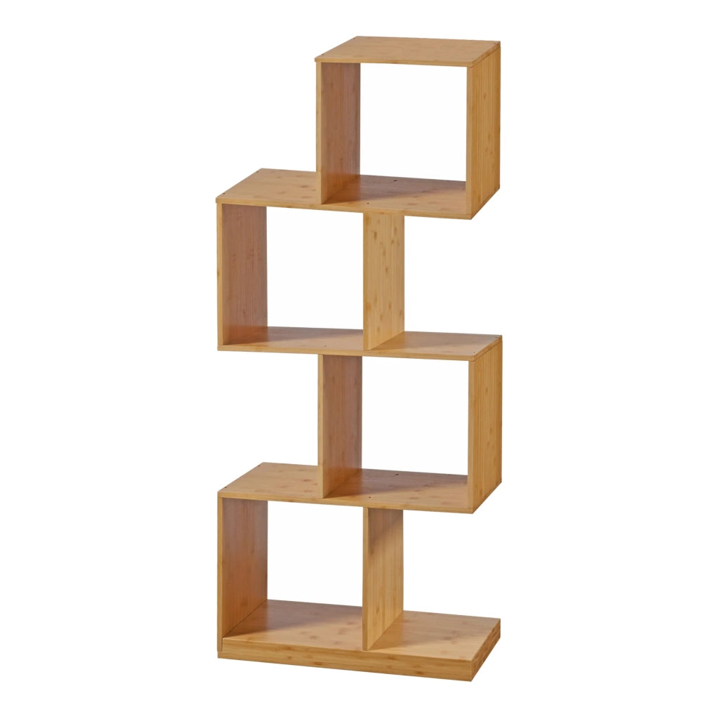 Libreria a 4 livelli in bambù 130 x 55 x 30 cm naturale 03_0008988