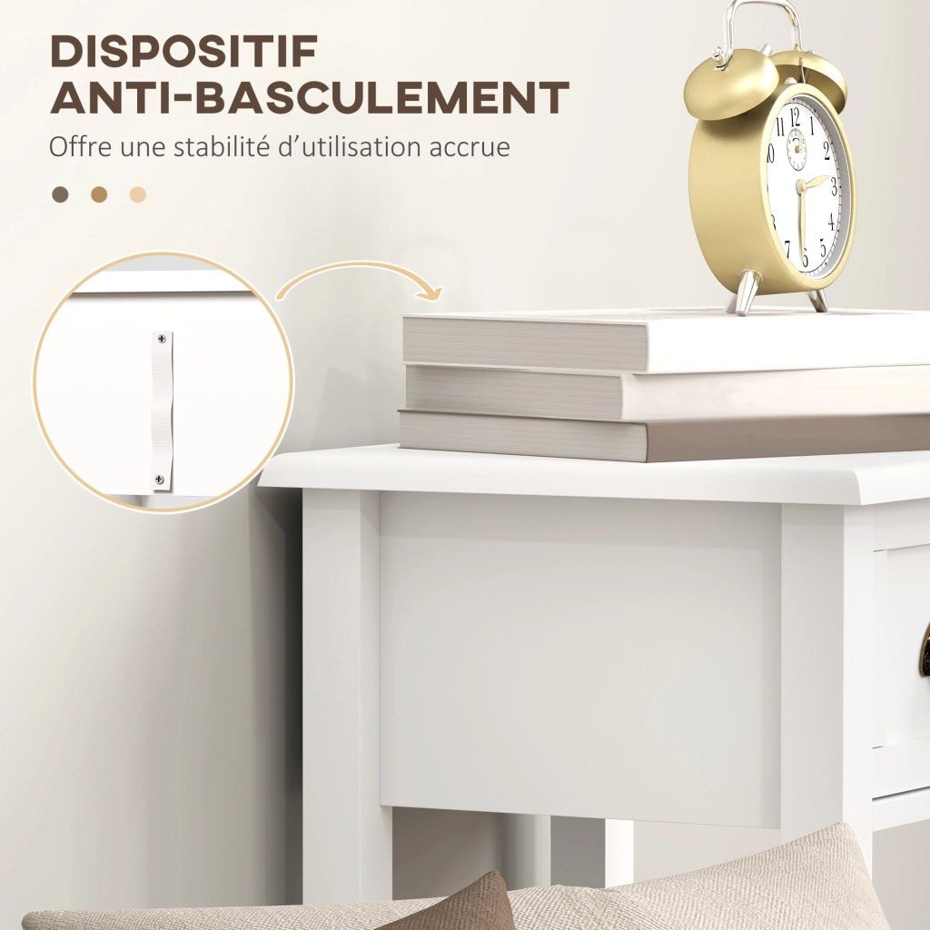 Tavolino da notte con cassetto e ripiano ¨C zephmum ¨C bianco 30x30x75