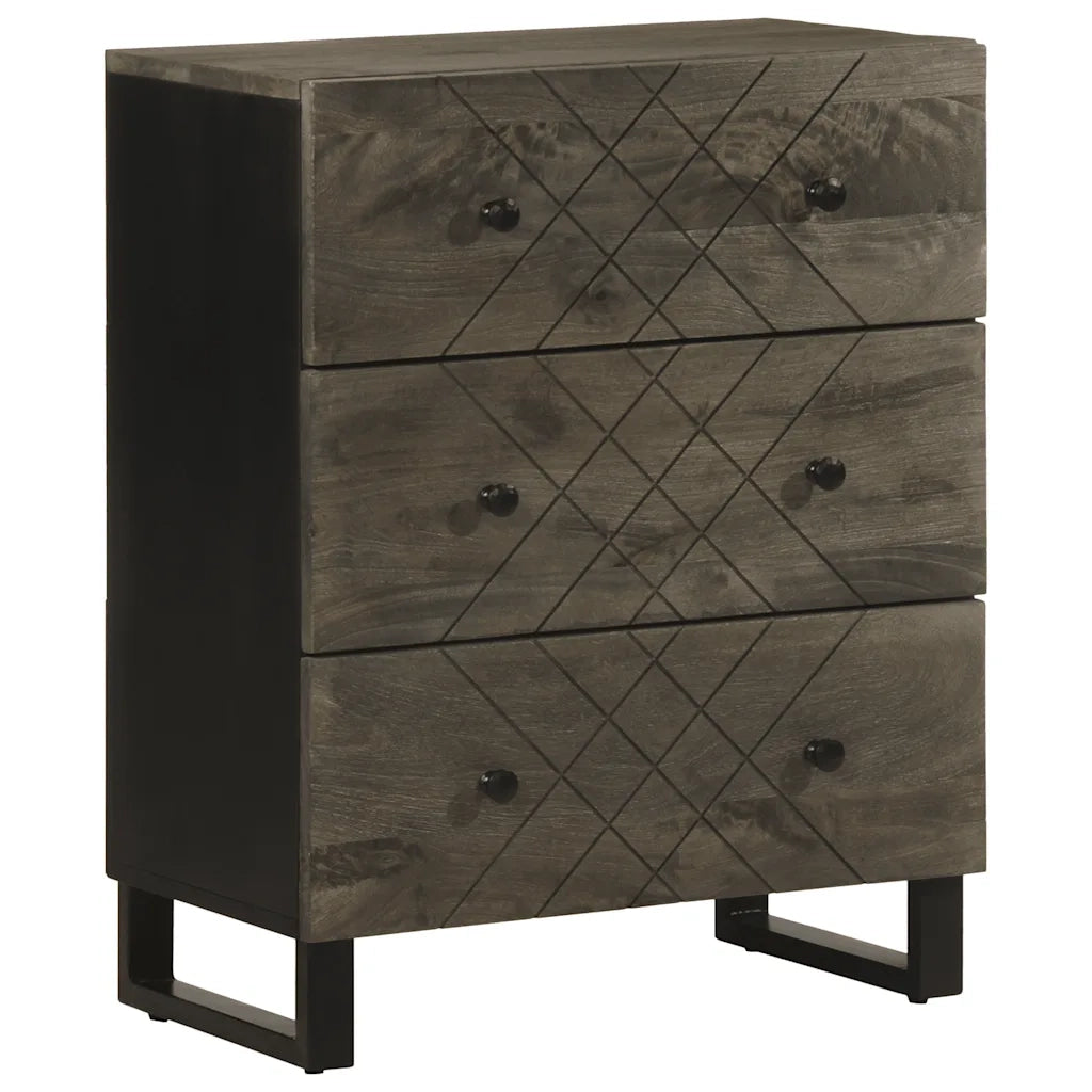 Credenze 2 pz Nere 60x33x75 cm in Legno Massello di Mango