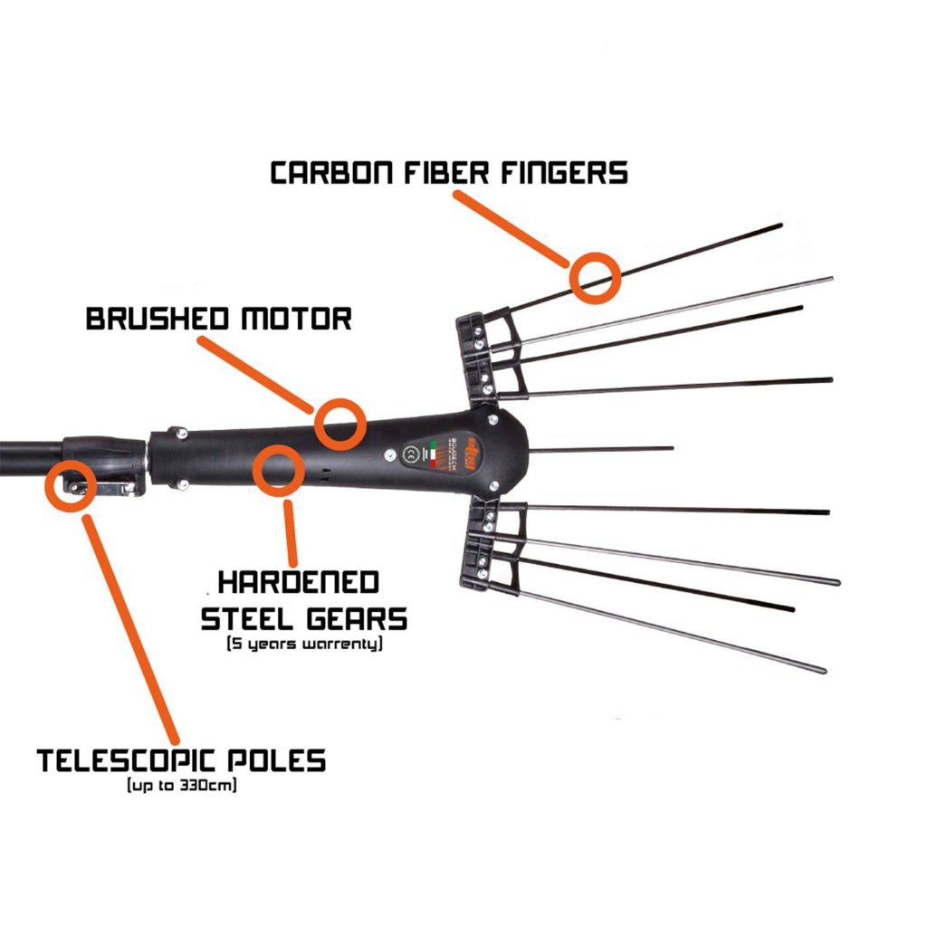 Etna Tremor 330 - Abbacchiatore Elettrico 12V Scuotitore per Olive 370W 1110 bpm con Asta Telescopica 330 cm