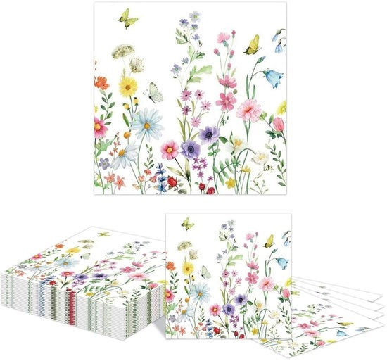 Serviette da cocktail 20 pezzi - fiori - forma 16,5 cm x 16,5 cm - serviette da tavola da un tempo