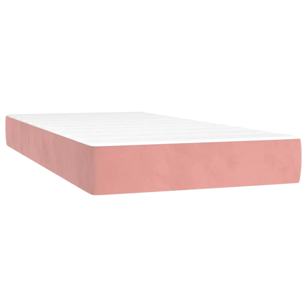 Giroletto a Molle con Materasso-Struttura Letto Rosa 90x190 cm in Velluto 296492