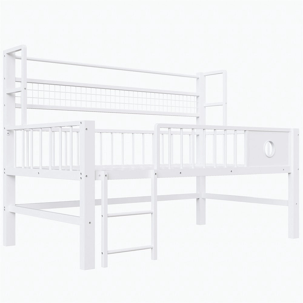 Letto a Soppalco Basso Bambini ¨C Xylo ¨C Metallo Bianco 90x200