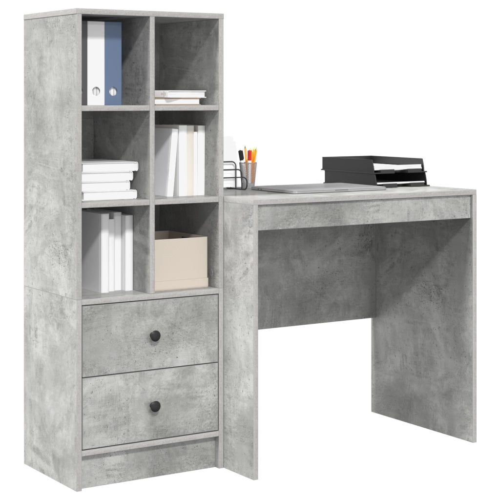 Scrivania  con ripostiglio Grigio cemento Legno ingegnerizzato