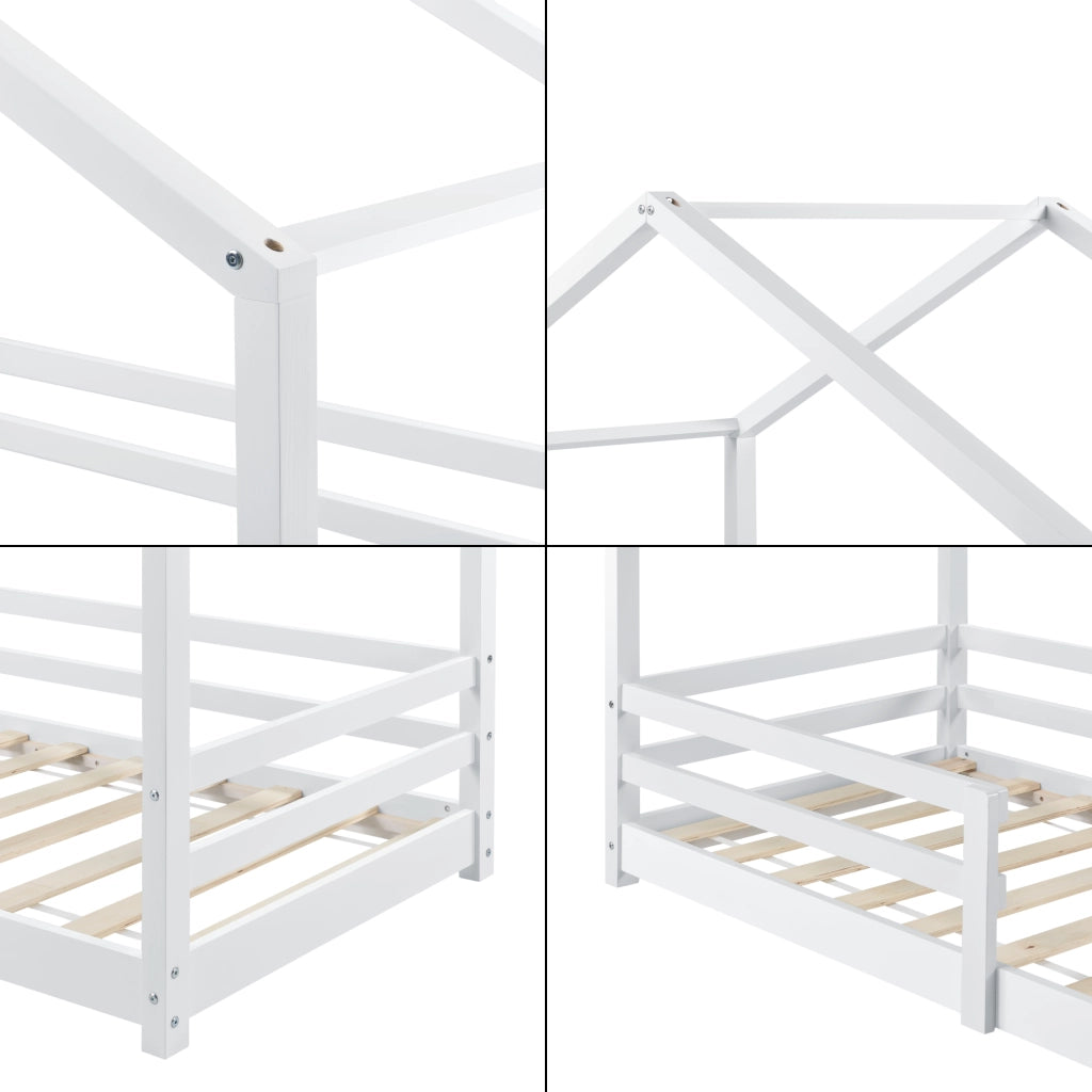 Letto per Cameretta Knätten a Casetta 80 x 160 cm con Sponde - Bianco [en.casa]