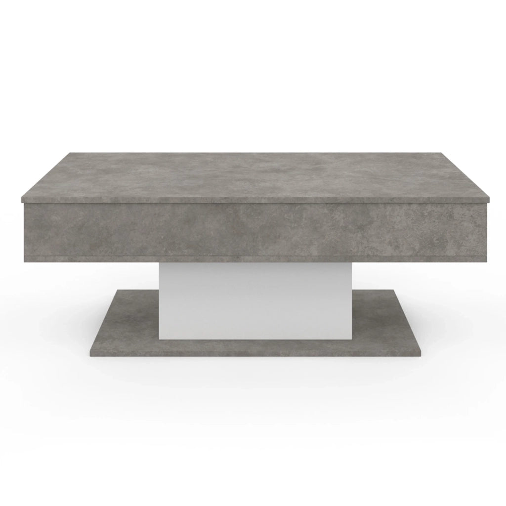 IDMarket - Mesa de centro elevable EDEN de hormigón y blanco