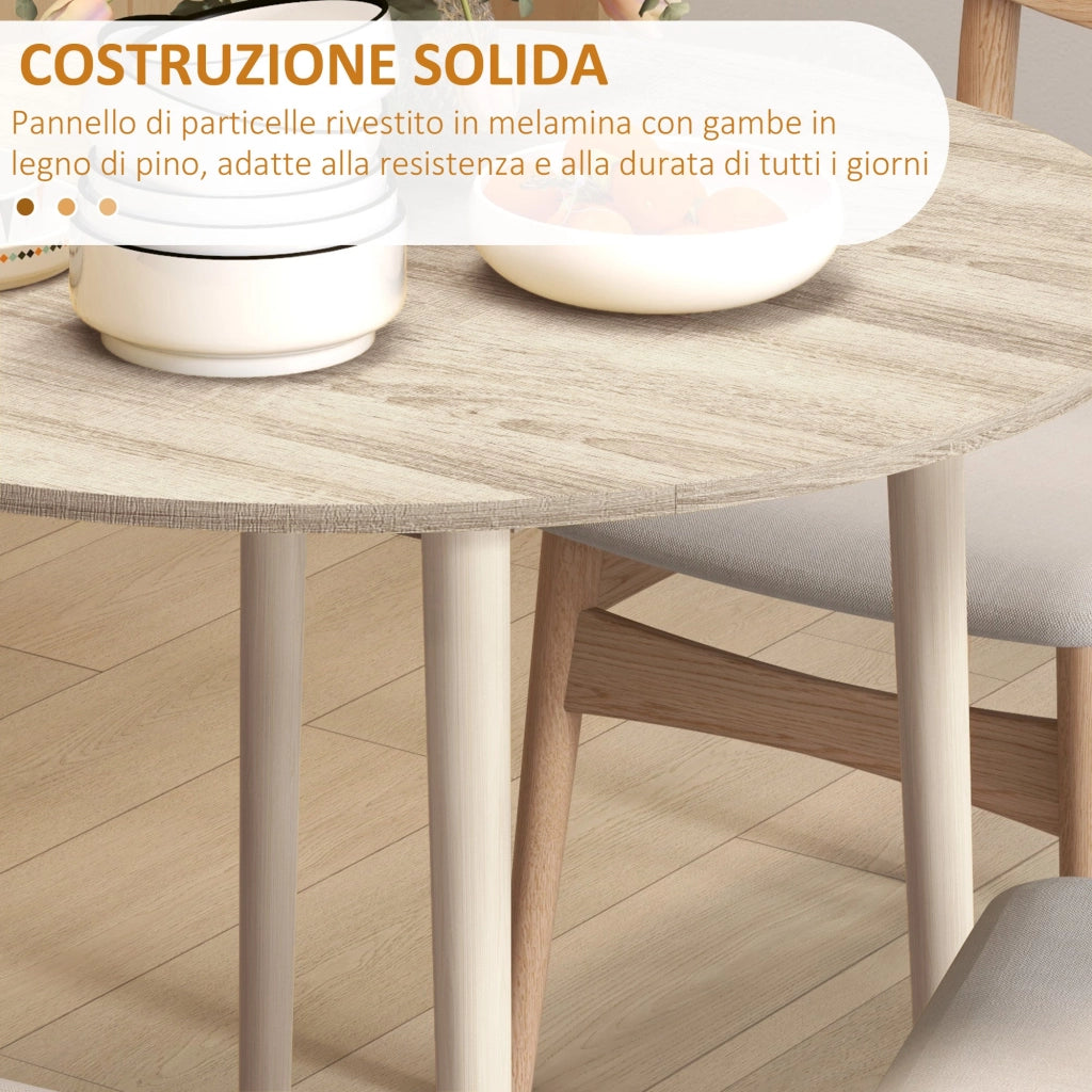 Tavolo Pieghevole Salvaspazio a Ribalta per Cucina e Soggiorno Ø89x73,5 cm in Truciolato Naturale
