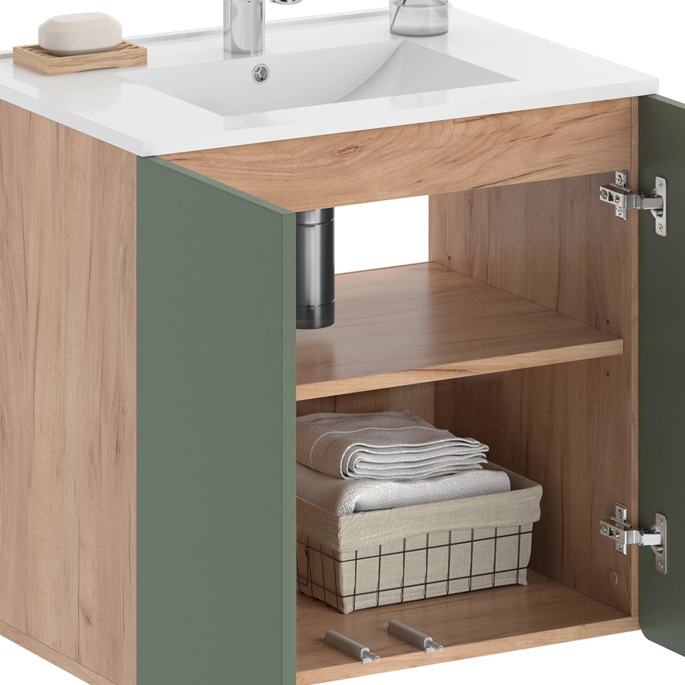 Vicco Set di mobili da bagno Goldkraft rovere/verde