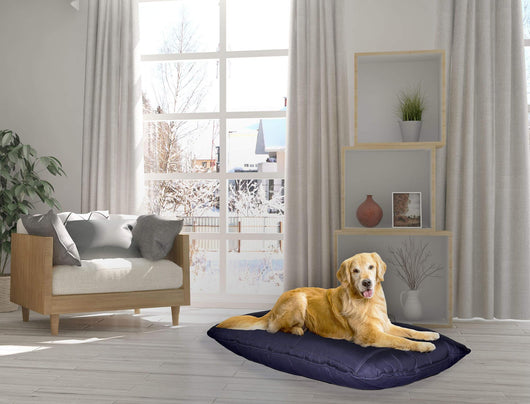 Cuscino Imbottito per Cani e Gatti 60x100 cm in Microfibra Chunky Blu Scuro