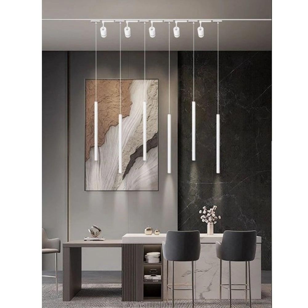 Trade Shop - Lampada Led A Sospensione 3w Cilindro Per Binario Track Monofase Proiettore Lp-79 - Bianco