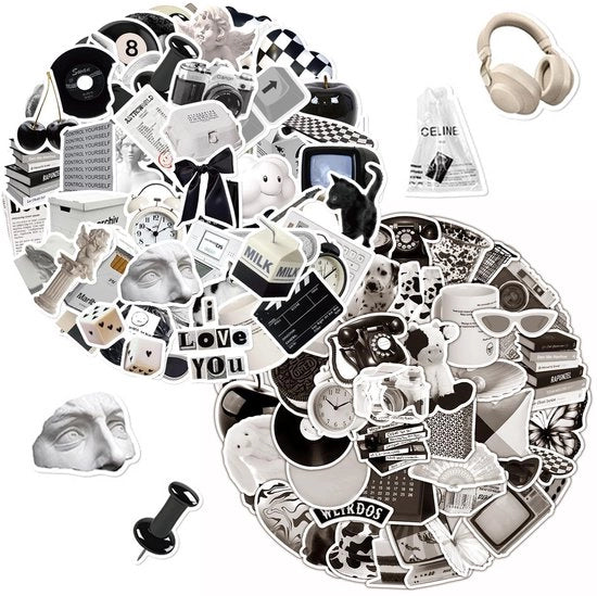 Etichette Decorative Retro Design - 121 Etichette - Etichette Idrorepellenti - PVC Autoadesivi - Etichette Piccole - Etichette Riciclabili Senza Residui
