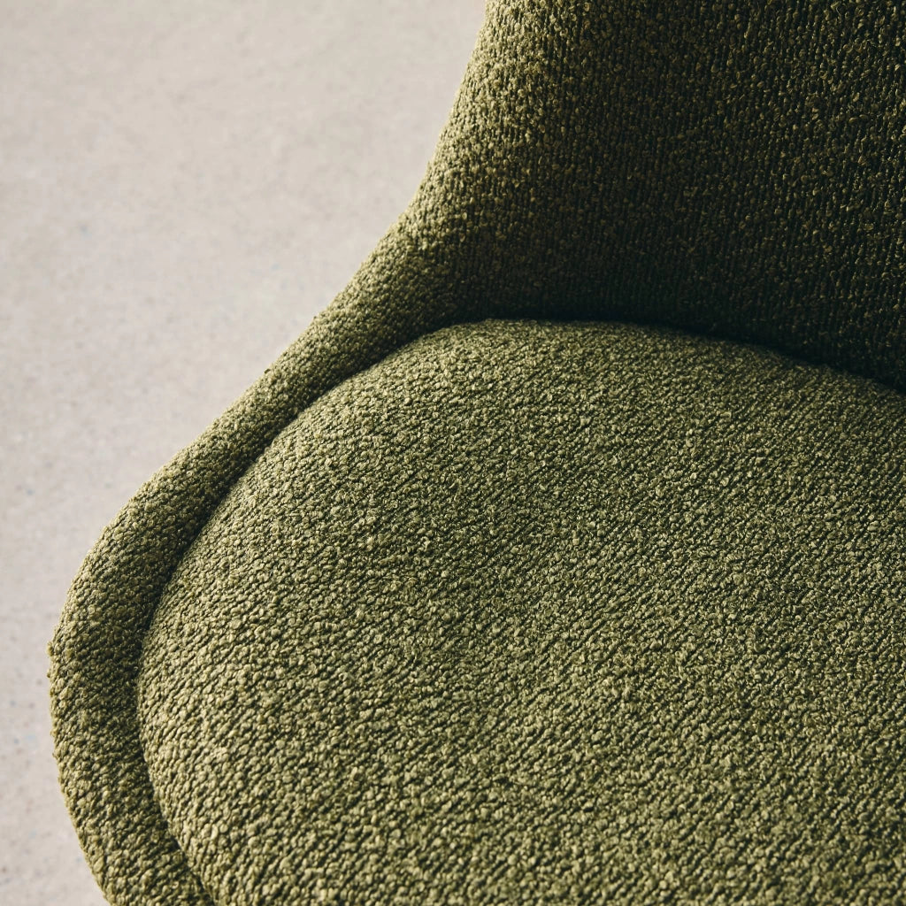 Set 4 sedie scandinave legno di faggio e bouclé strutturato, verde