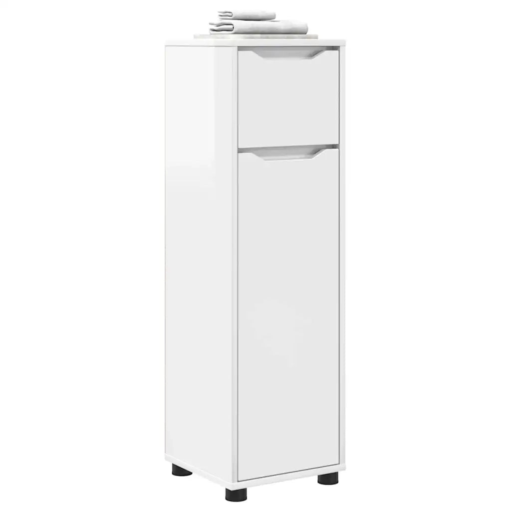 Mobile da Bagno con cassetto Bianco Lucido 30,5 x 30 x 101 cm