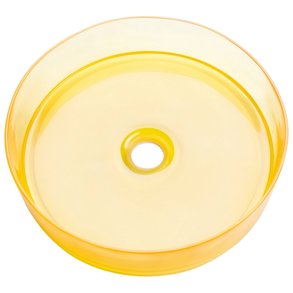Lavandino da appoggio Giallo Superficie solida 360 mm Lavandino da bagno rotondo semitrasparente