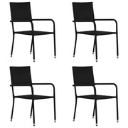 Sedie da Pranzo da Giardino 4pz Impilabili Nere in Polyrattan