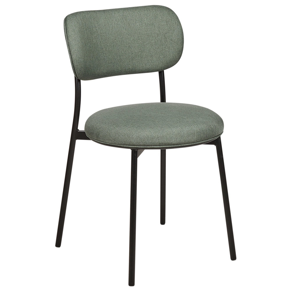 Set di 2 sedie da pranzo Verde Sedute in poliestere Gambe in metallo senza braccioli per la sala da pranzo Cucina