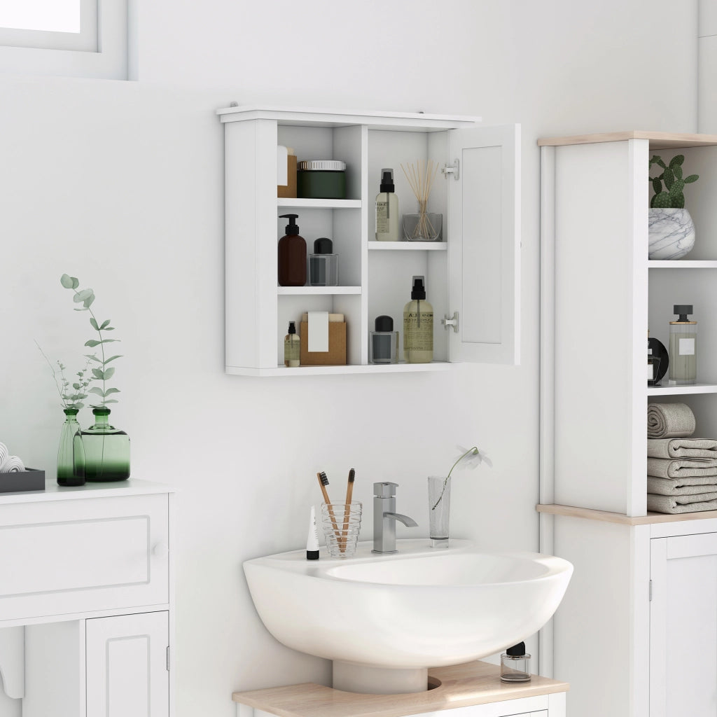 Armadietto da Bagno Sospeso ¨C zephmum ¨C 53x14.5x50.5 cm Bianco Legno