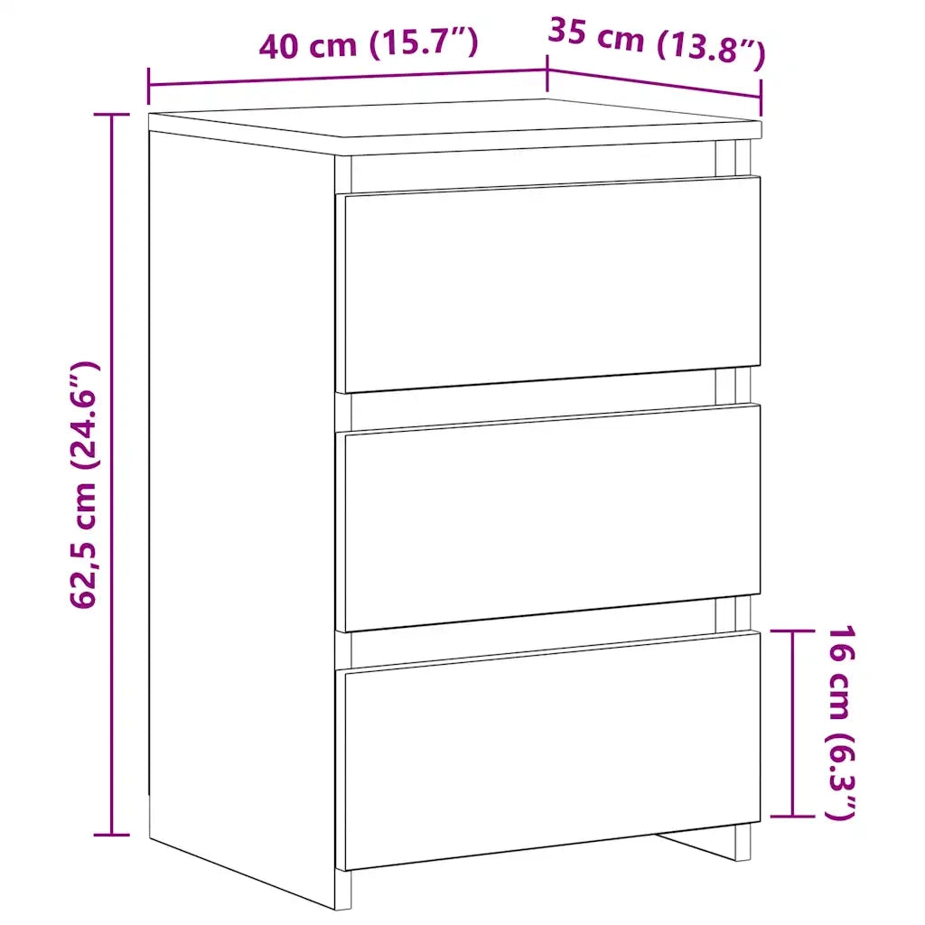 Comodini Rovere Fumo 2 pz-Set di 2 Tavolino da notte 40x35x62,5 cm in Legno Multistrato