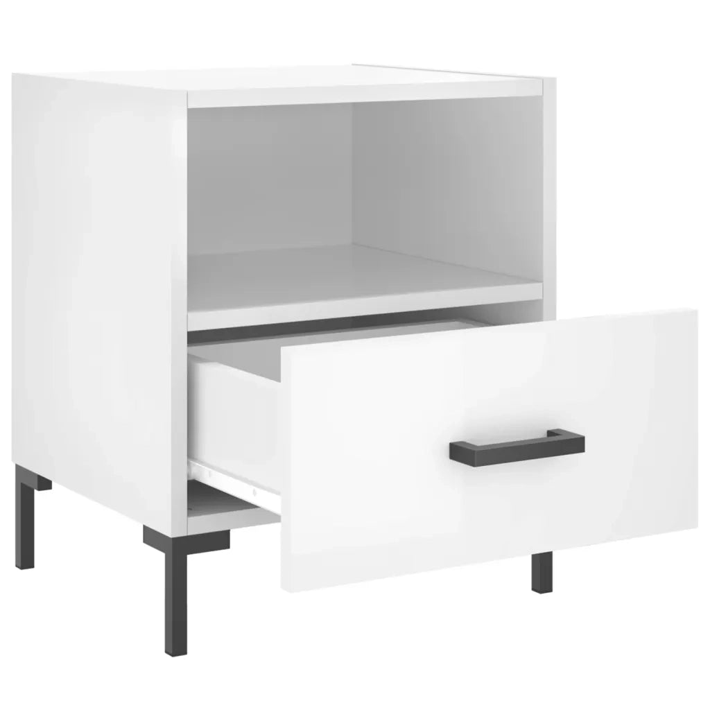 Comodini 2 pz Bianco Lucido 40x35x47,5 cm in Legno Multistrato 827441