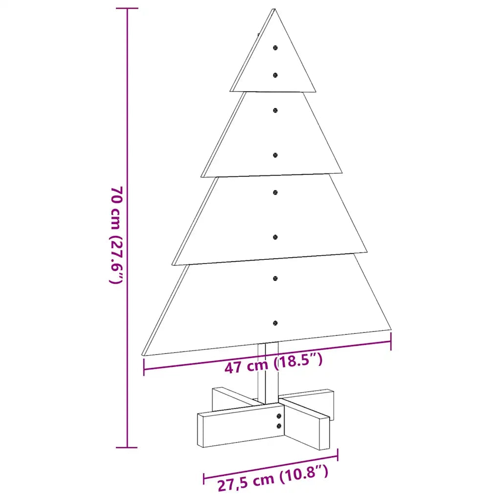 vidaXL Albero di Natale Decorativo in Legno 70 cm in Legno Massello