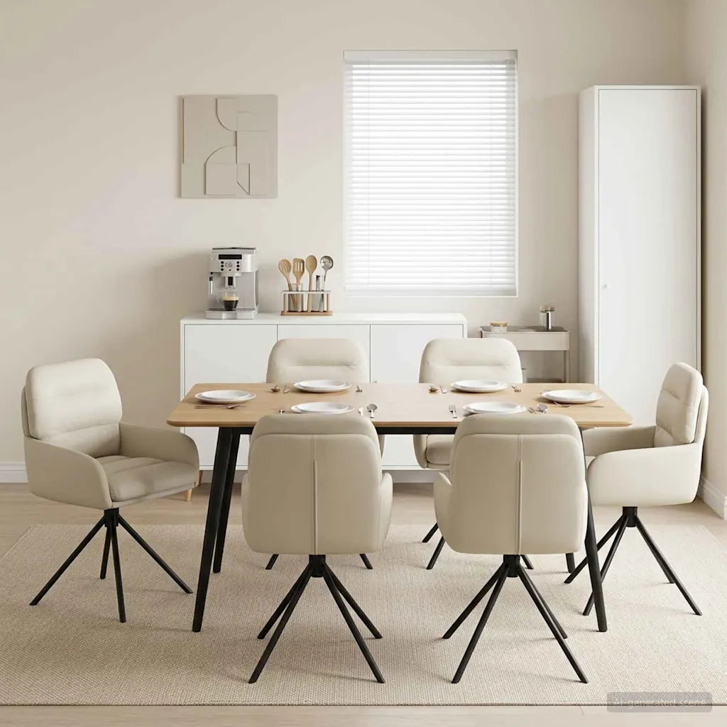 Sedie da pranzo girevoli 6 pcs Similpelle Crema 3428265