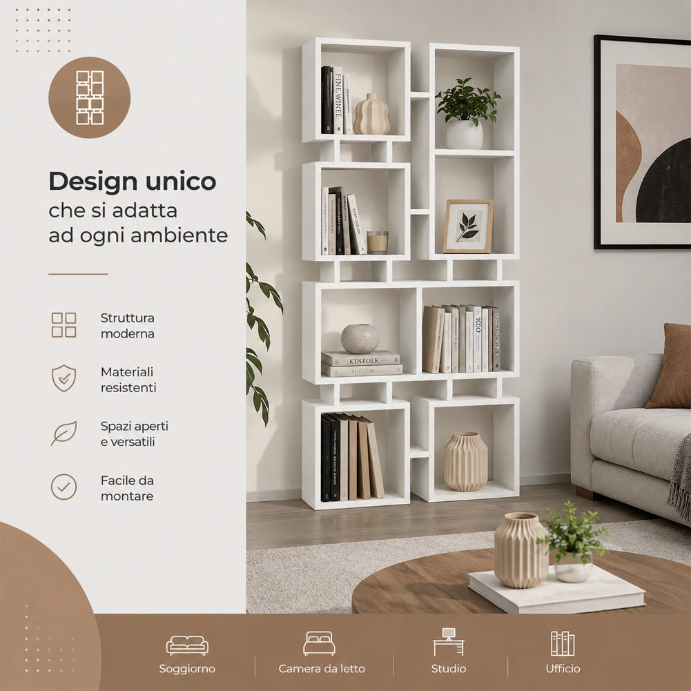 Libreria Moderna 4 Ripiani Bianco Scaffalatura Soggiorno Ufficio 79x24x166.5 cm