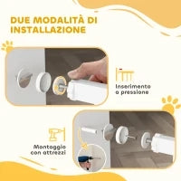 Cancellino per Cani Regolabile con Estensioni e Porta per Gatti, 76-104x106cm, Bianco