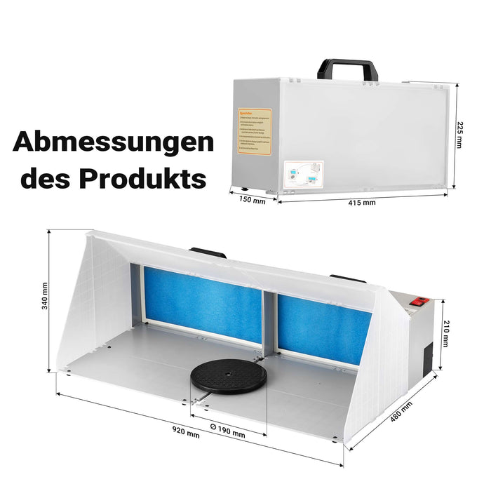 Doppia cabina di aspirazione per verniciatura ad aerografo 8m³/min Aspiratore estrattore con filtro