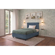 Letto imbottito Singolo 80x190 cm Square - Contenitore,Microfibra,Blu