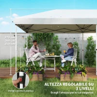 Gazebo 6x3 m Pieghevole da Giardino a 6 Pareti in Acciaio e tessuto Oxford con Funi e Picchetti, Bianco