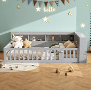 Letto daybed 140x190 cm con prese e USB; contenitore laterale; grigio