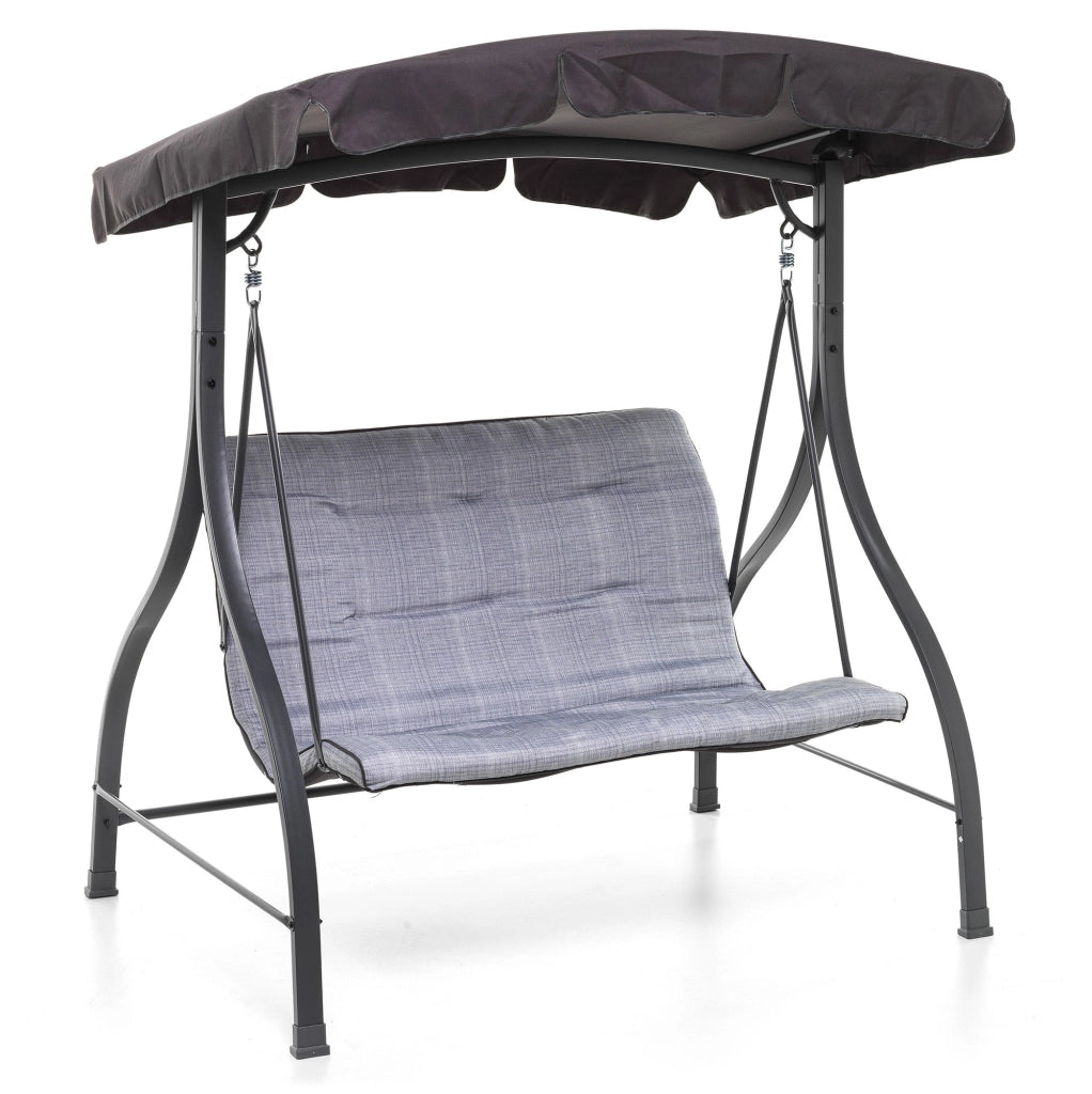 Dondolo 2 Posti da Giardino 160x112x163 cm in Ferro e Poliestere Haiti Antracite e Grigio