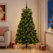 Albero di Natale artificiale con rami snodati e palline 210 cm 3466492