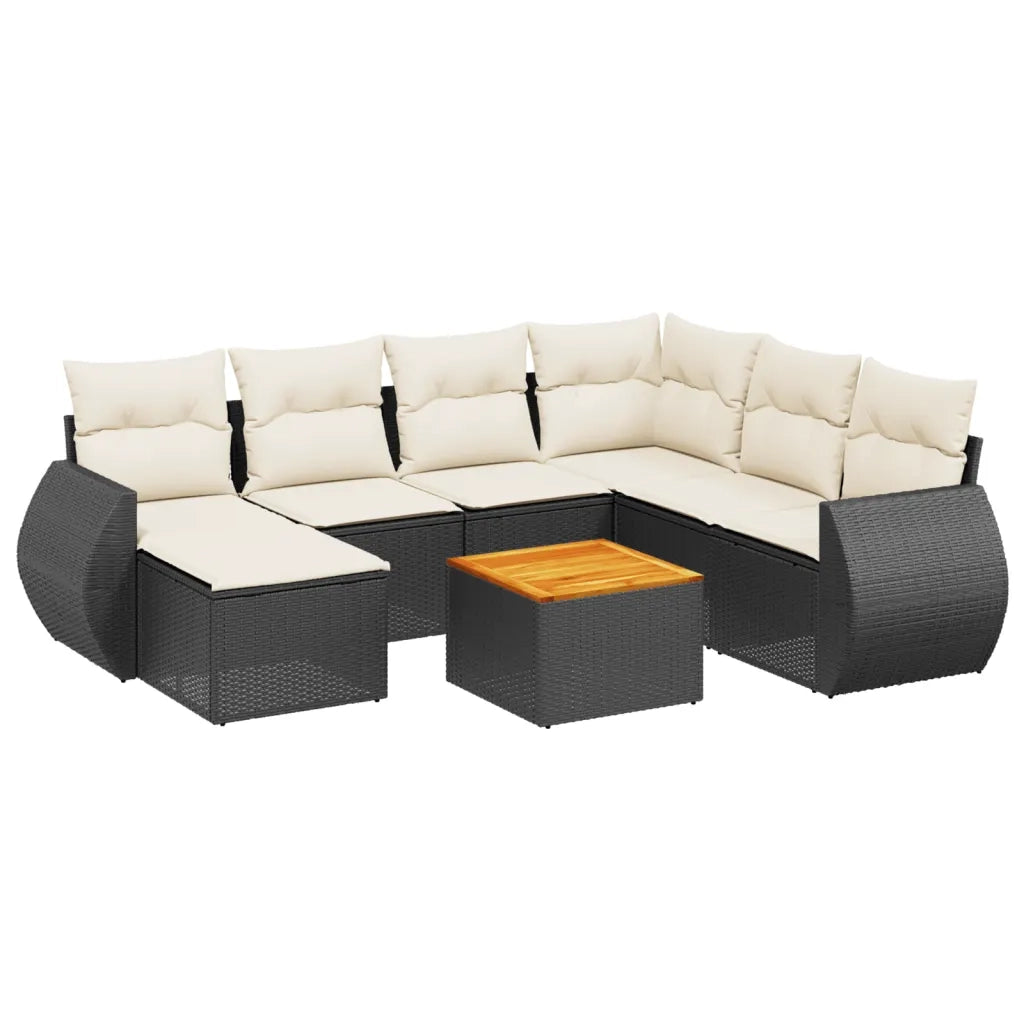 Set Divani da Giardino con Cuscini 8 pz Nero in Polyrattancod mxl 112078