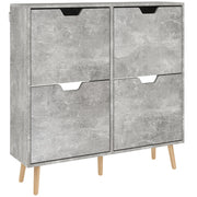 Mobile Scarpiera con 4 Cassetti Ribaltabili a 2 Livelli ¨C zephmum ¨C 95x26x95 cm Grigio Legno