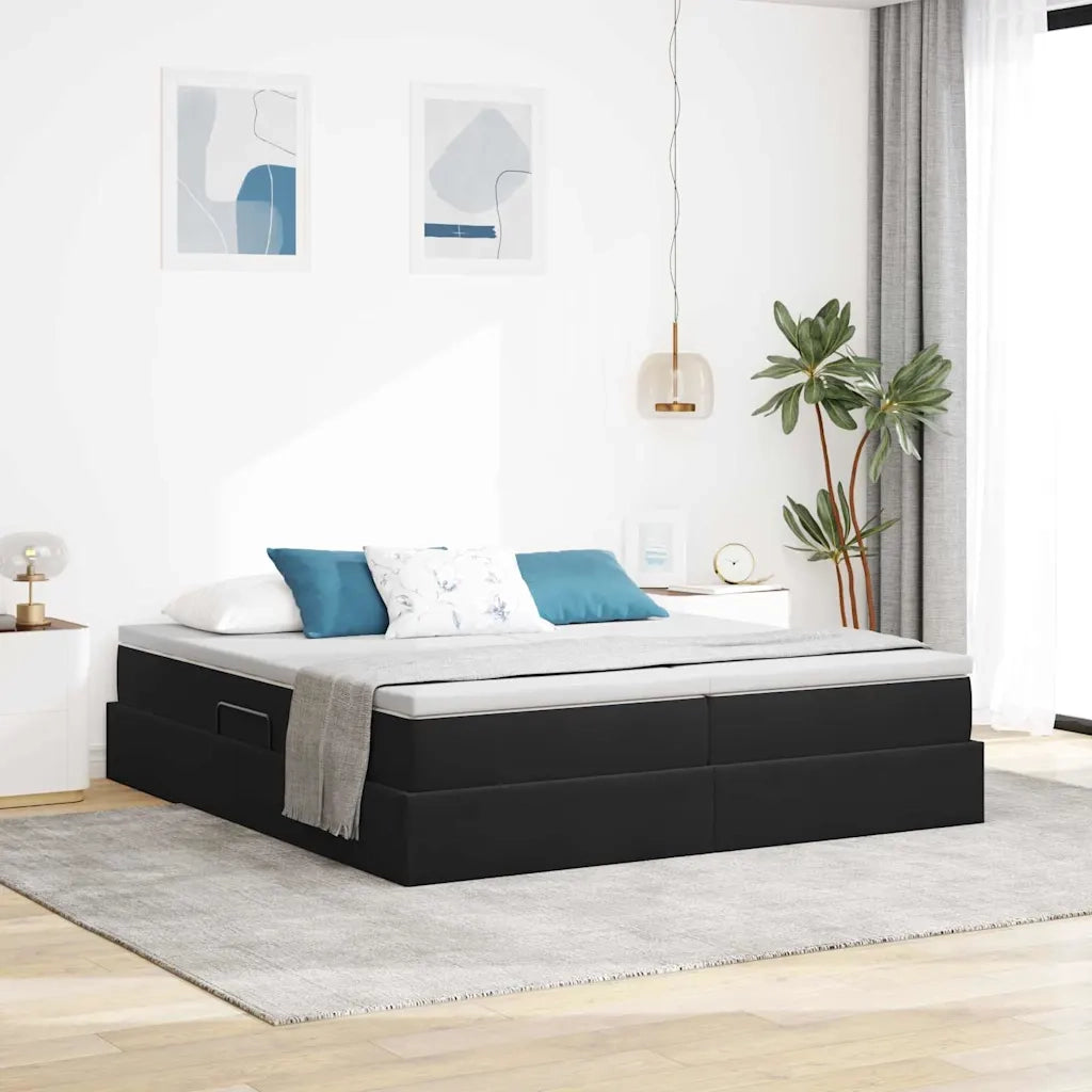 Letto con contenitore e materasso Nero 200 x 200 cm Velluto 3370369