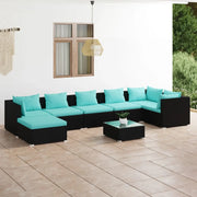 Set Salotto da Giardino 8 pz con Cuscini in Polyrattan Nero cod mxl 35409