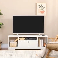 Mobile Porta TV Fino a 42" con Armadietto e Ripiani Aperti in Legno, 120x30x41cm