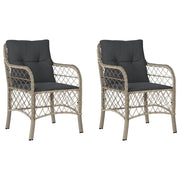Sedie da Giardino con Cuscini 2 pz | Sedie da Esterno Grigio Chiaro in Polyrattan