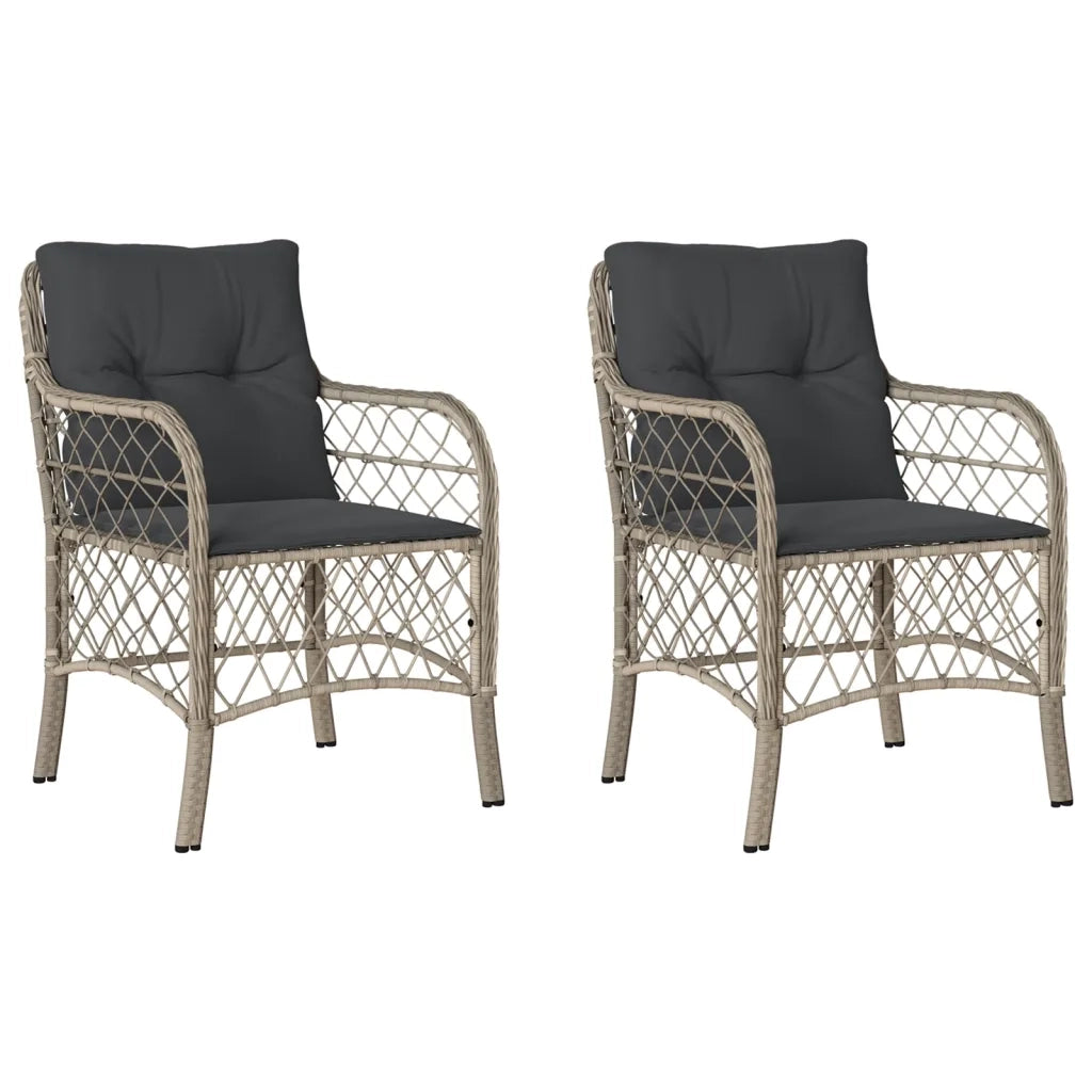 Sedie da Giardino con Cuscini 2 pz | Sedie da Esterno Grigio Chiaro in Polyrattan