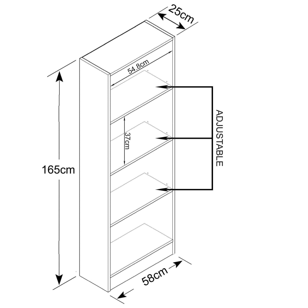 Libreria 4 piani in Legno Composito cm 58x25x165 - ANDY