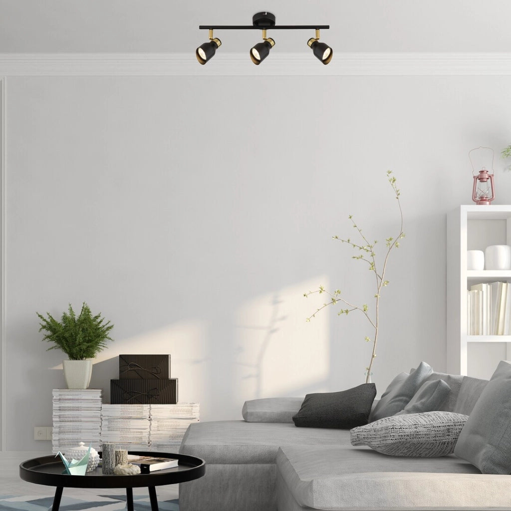 Plafoniera nero oro 3 spot orientabili GU10 Rabalux