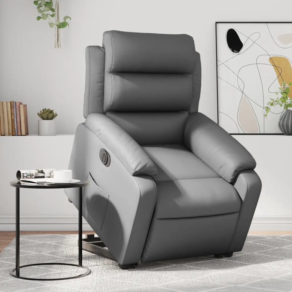 Poltrona Alzapersona Reclinabile Grigio in Similpelle 3205059