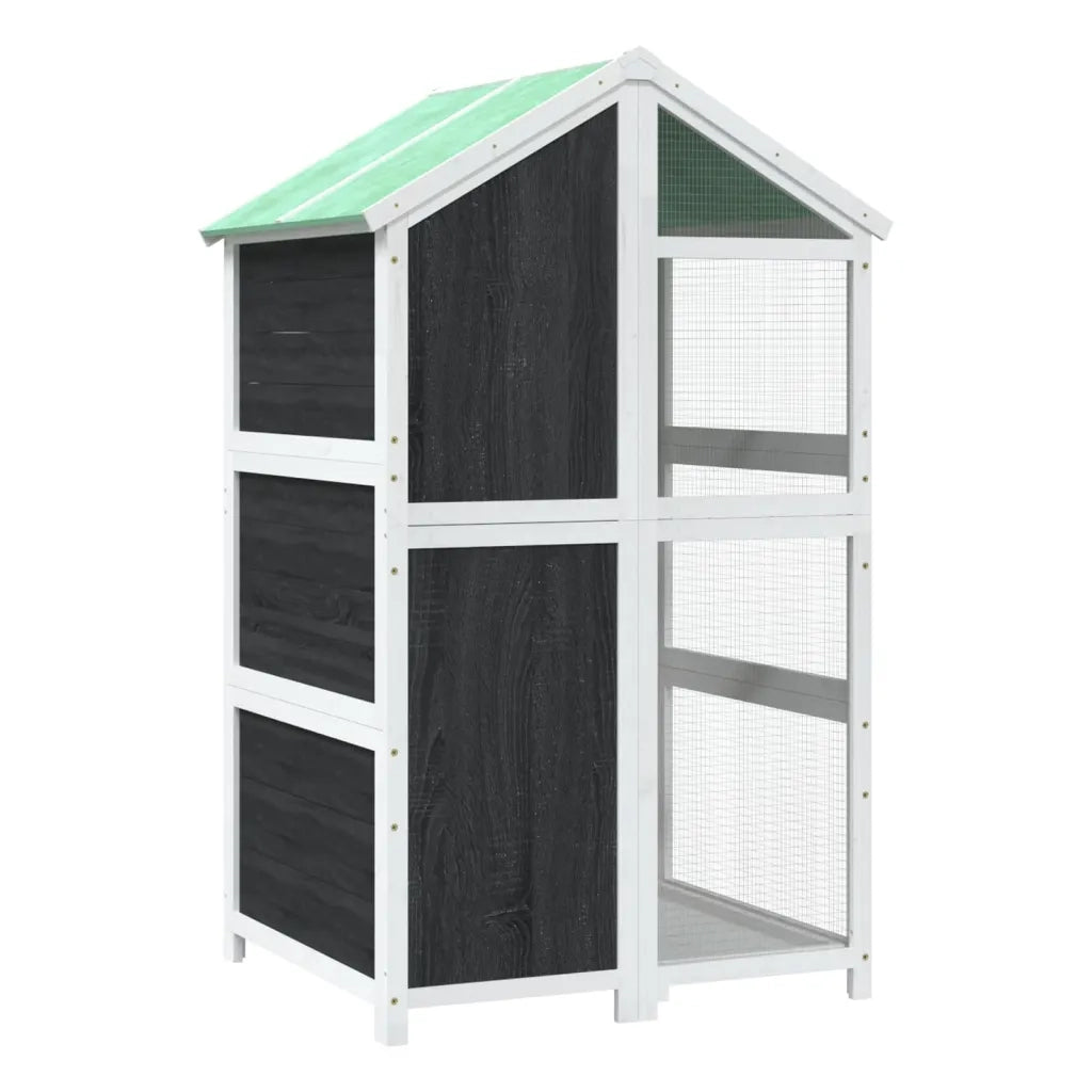 vidaXL Casetta per Uccelli Grigia 97x81x152 cm Legno Massello di Pino
