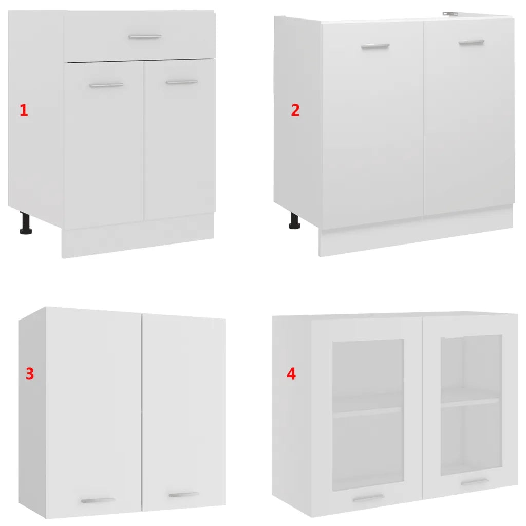Set Armadi da Cucina 4 pz-Set di 4 Armadio da cucina Lyon Bianco in Truciolato
