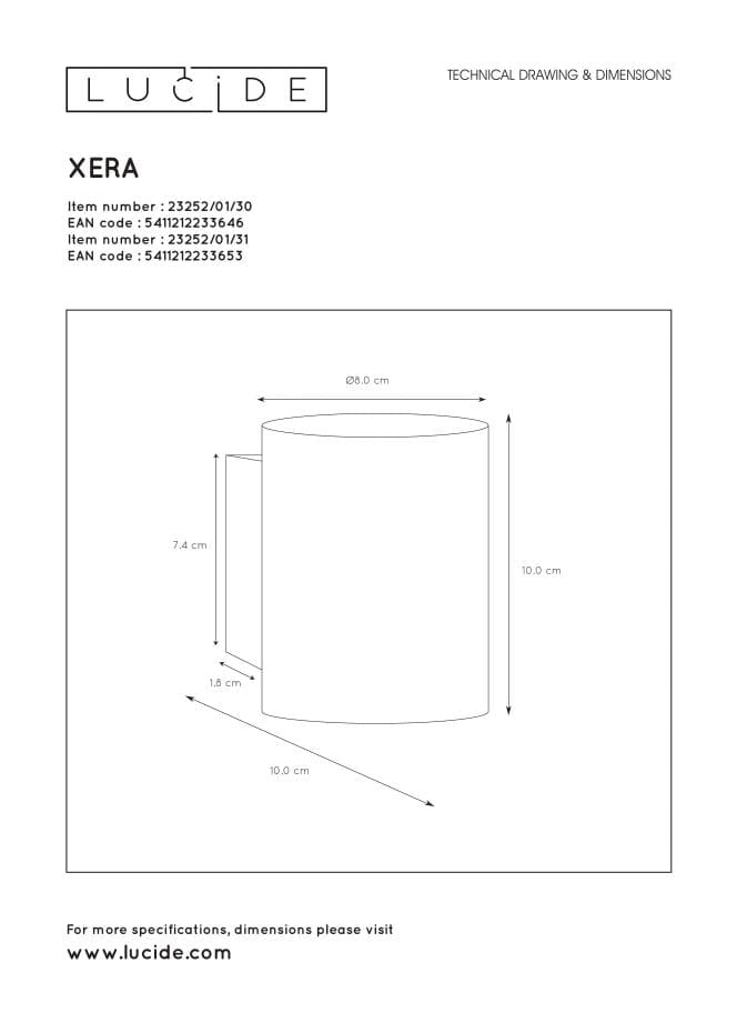 Applique Lucide Xera nera ottone G9 42W 23252/01/30