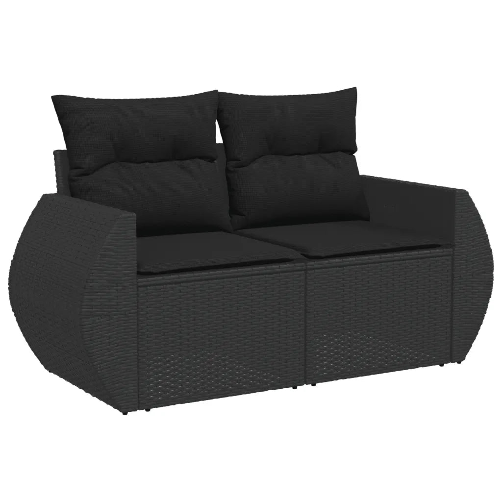 Set Divani da Giardino con Cuscini 7pz Nero Polyrattan 3221414