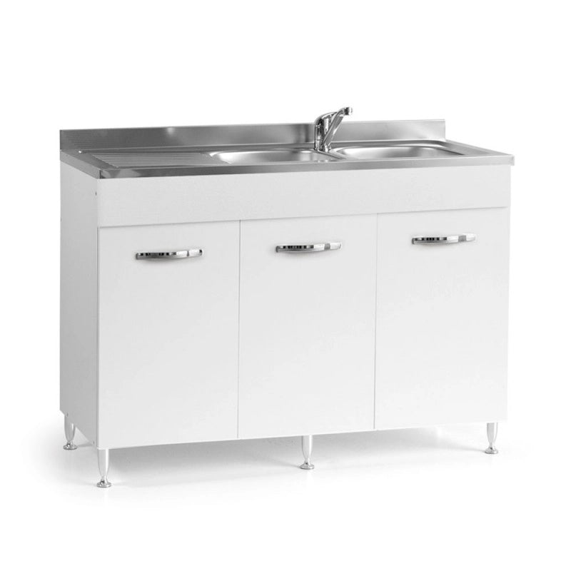 Sottolavello per cucina 3 ante Bianco reversibile Cm 120x50xH 85