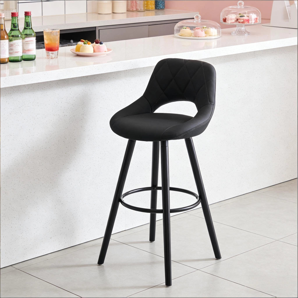 Sgabello bar con schienale, gambe in legno massello, colore antracite