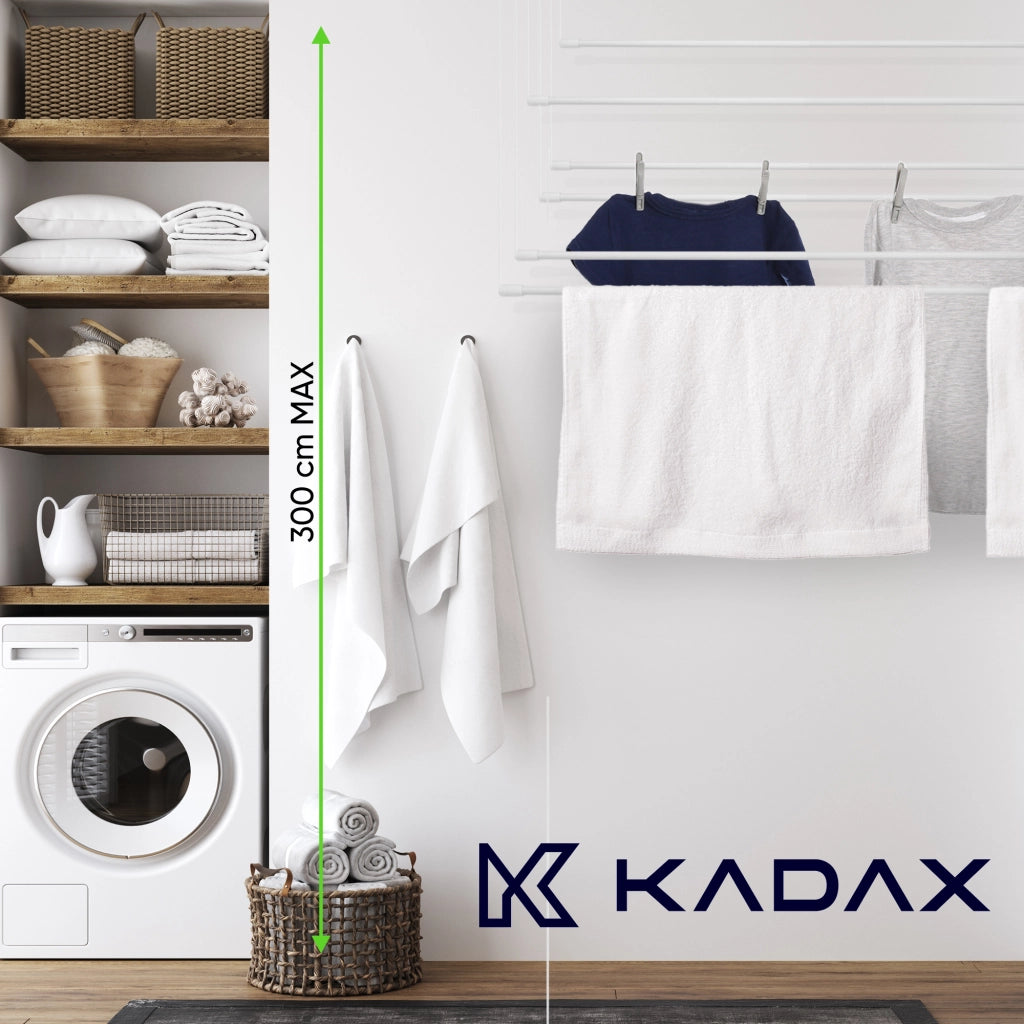 Stendibiancheria da soffitto KADAX per bagno, 6 barre, 160 cm, resistente e robusto.